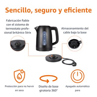 Hervidor Eléctrico Amazon Basics 1.7L Negro