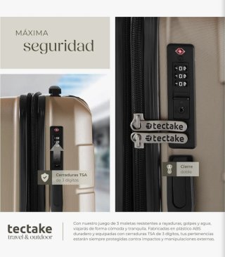 Maleta de viaje XL 100L tectake dorada