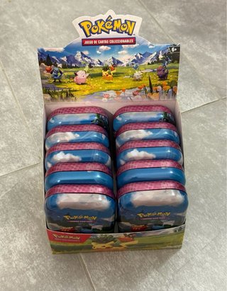 Scatola da collezione Pokémon con 10 lattine vuote