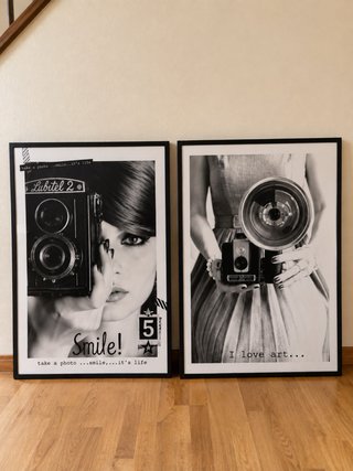 Pareja cuadros fotografía vintage cámaras