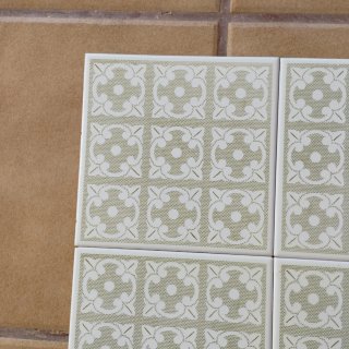 4 azulejos verdes vintage sin usar