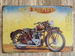 (297) Cartel Metálico Triumph Moto Vintage