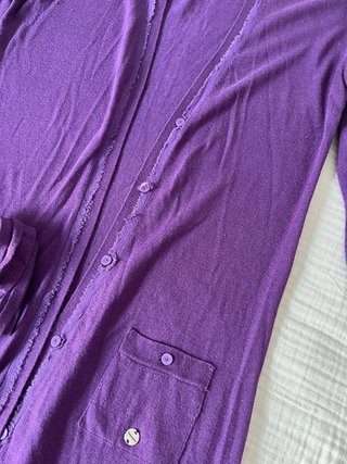 Tintoretto purple silk blend long cardigan medium