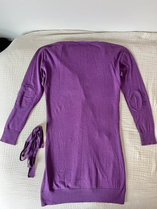 Tintoretto purple silk blend long cardigan medium