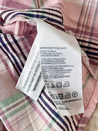 Tommy Hilfiger pink plaid cotton shirt XS