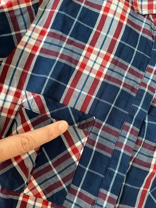 Zara Woman blue red plaid cotton shirt medium