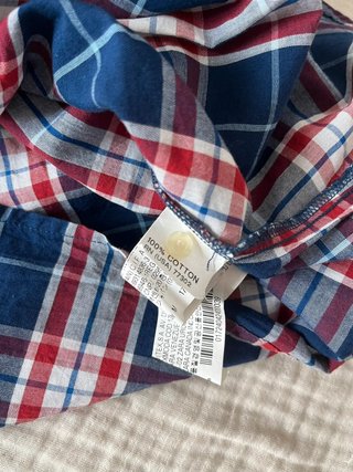 Zara Woman blue red plaid cotton shirt medium