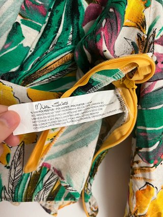 Miss Selens floral tropical bell sleeve crop top