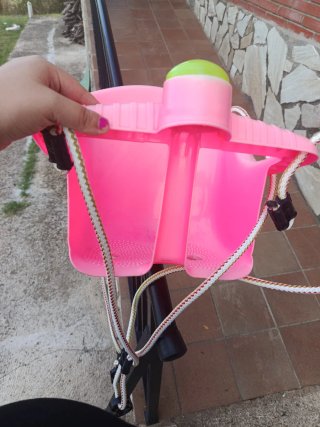 Columpio bebé rosa con barra de seguridad