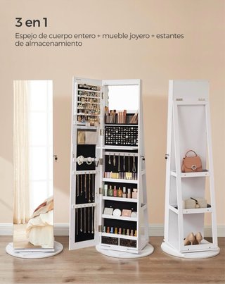 Espejo Joyero de Pie Blanco