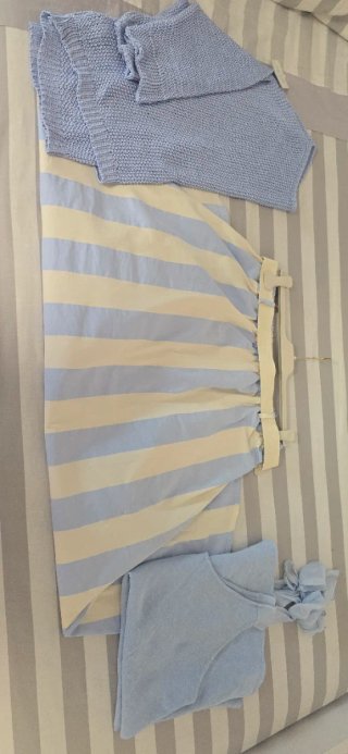 Falda rayas azul y crema bolsillos talla única