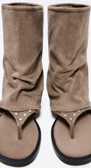 Botas sandalia beige/marrón