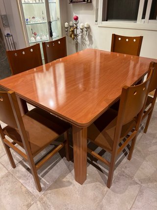 Mesa comedor extensible madera y 6 sillas