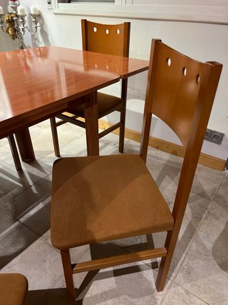 Mesa comedor extensible madera y 6 sillas