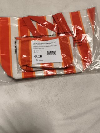 Bolsa de playa Lancaster rayas naranja y blanco,