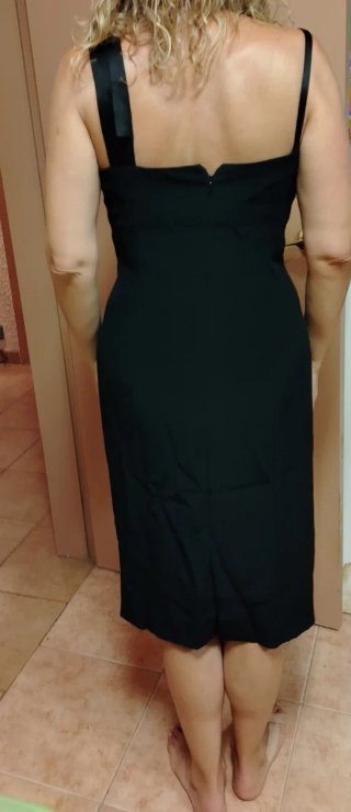 Vestido vestir satén negro T.42 COMO NUEVO