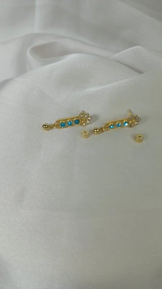 Pendientes Oro 18k Circonitas Turquesa