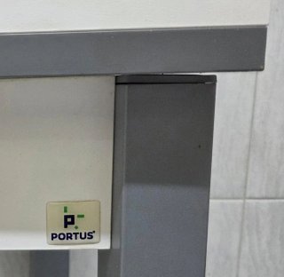 Mesa de cocina extensible blanca y gris