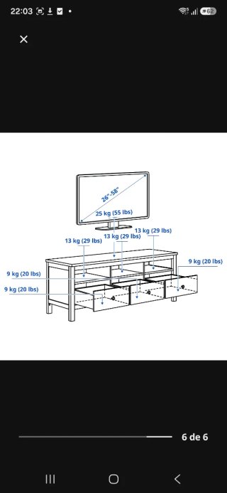 Mueble TV IKEA HEMNES blanco/marrón claro