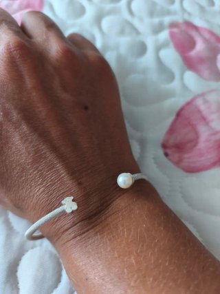 Pulsera plata y perla