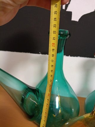 Trío de porrones vidrio soplado