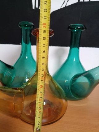 Trío de porrones vidrio soplado
