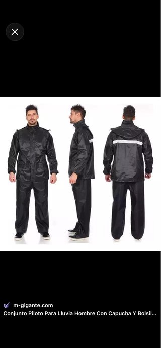 Conjunto Impermeable Negro Hombre