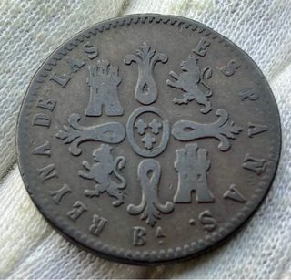 Moneda 8 Maravedis 1855 Barcelona. Isabel II