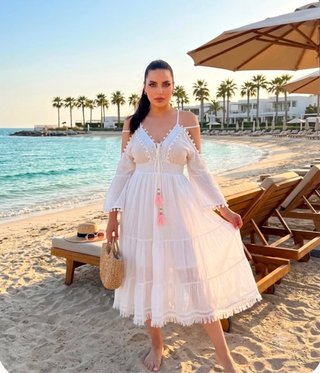 Vestido Ibicenco Blanco con Etiqueta