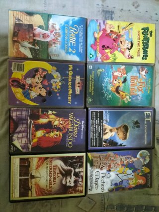 Lote 8 Películas VHS Infantiles Disney y Clásicos
