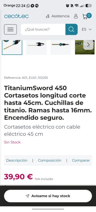 Cecotec TitaniumSword 450 Cortasetos
