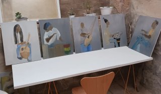 Oli su tela di musicisti