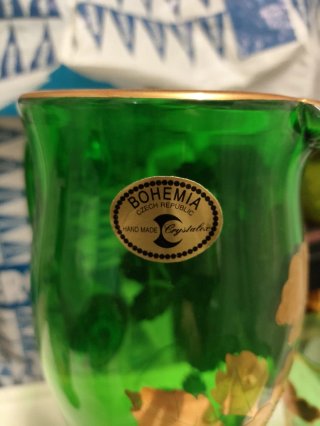 Juego Jarra y Vasos Bohemia Cristal Pintado a Mano