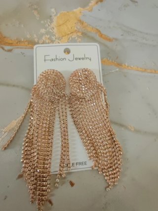 Orecchini pendenti donna dorati strass lunghi