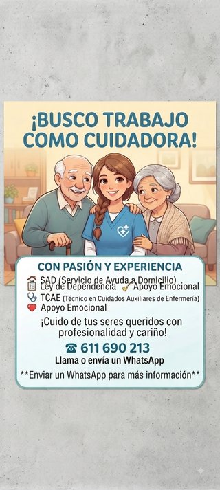 Cuidadora y Acompañamiento personas mayores