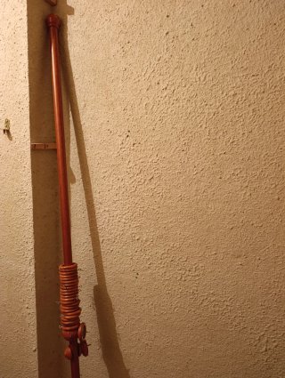Barra para cortinas de madera y metal, con anillas