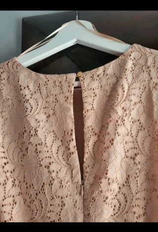 Vestido midi encaje rosa palo