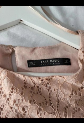 Vestido midi encaje rosa palo
