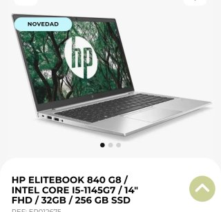 Portátil HP Elitebook Plata y Negro