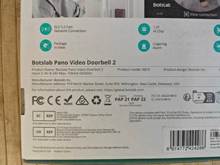 BOTSLAB R810 Timbre Inalámbrico con Cámara, 5MP