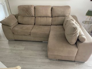 Sofá chaise longue beige tela