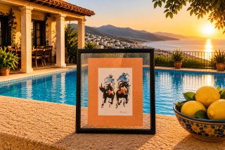 Cuadro Jinetes acuarela