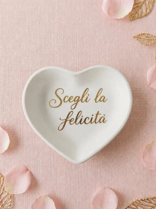 Bomboniera/segnaposto a forma di cuore con scritta