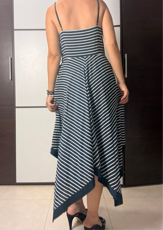 Vestido Banana Republic Talla 4 Rayas Navy Asimétr