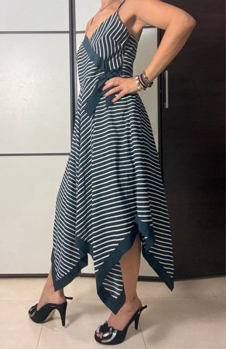 Vestido Banana Republic Talla 4 Rayas Navy Asimétr