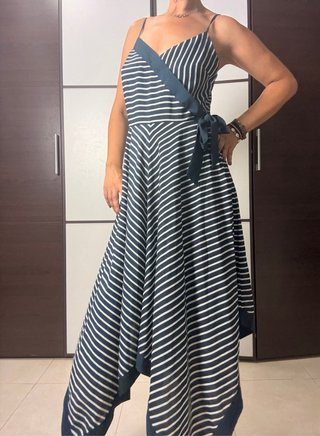 Vestido Banana Republic Talla 4 Rayas Navy Asimétr