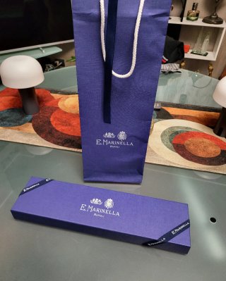 Cravatta E. Marinella blu con pois oro