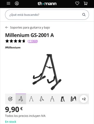 Soporte Guitarra Negro Plegable