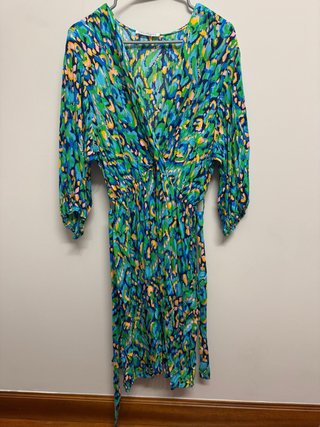 Vestido estampado verde y multicolor