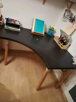 Mesa estudio rincón 4 patas madera